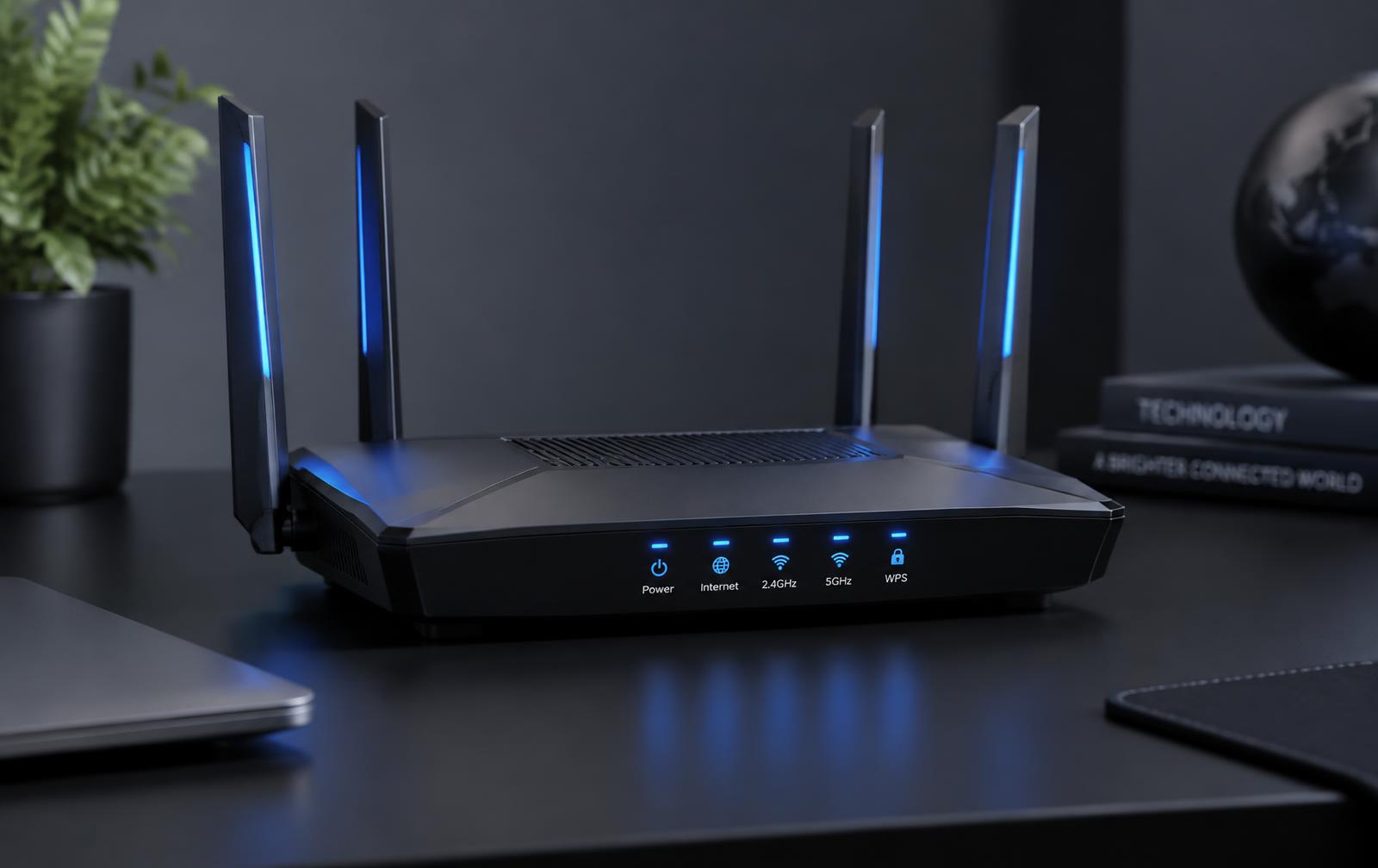 Dual-band wifi router with antennas
